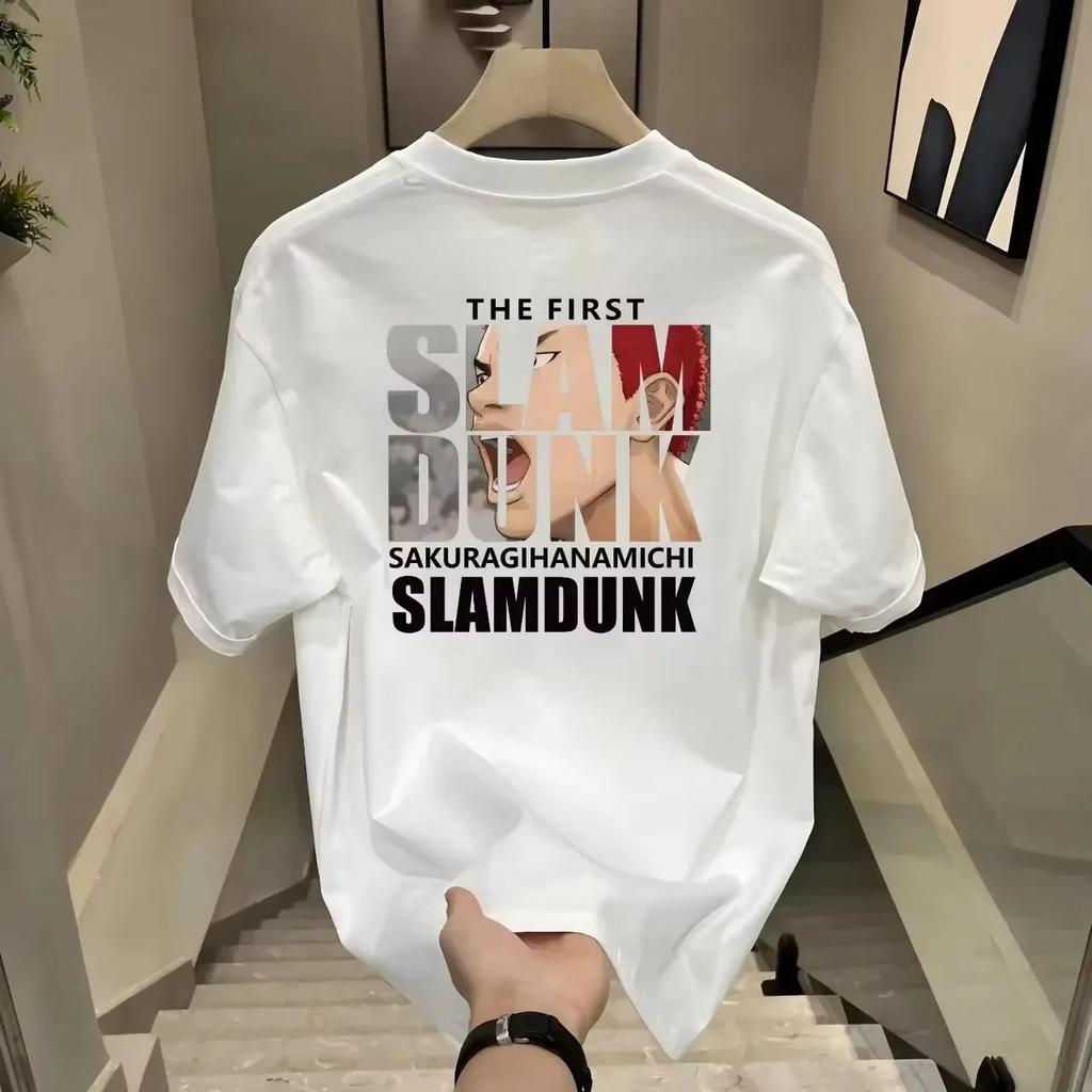 OverSize Japanese Cartoon Basketball Women Cotton T-Shirt Slam Dunk Summer Comfortable Sleeve Trendy Casual Men Tees for Sports