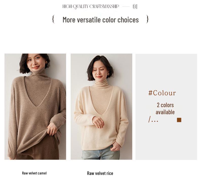 Women's Oversized V-Neck Cashmere Sweater - Retro Autumn/Winter Knitwear