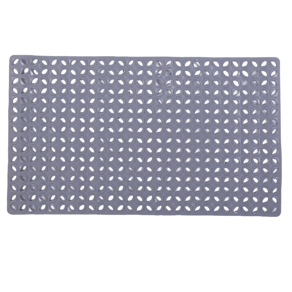 15.7x27.6in Non Slip Bath Mat TPE Soft On Feet Bathroom Shower Mat with Suction Cups Drainage Holes Gray