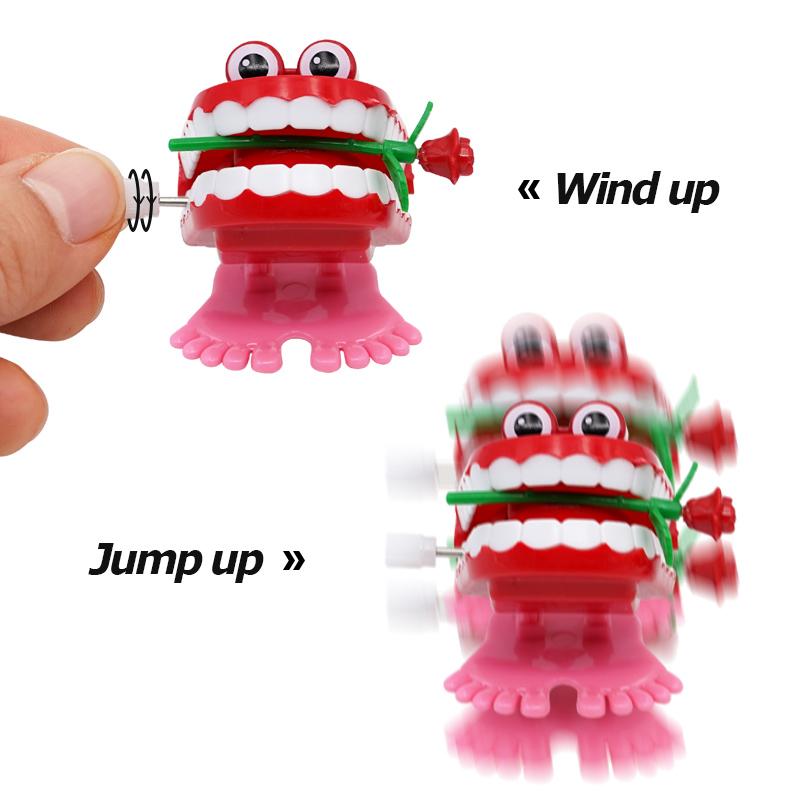 5Pcs Children Gifts Tooth Shape Mini Clockwork Jumping Toy Funny Cute Jump Teeth Denture Educational Toys Spring Wind Up Toy