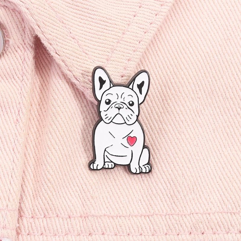 Cute White Puppy Shape Enamel Brooch Pin Pet Inspired Jewelry For Women Men Casual Wear Gift Anniversary Party Outfits