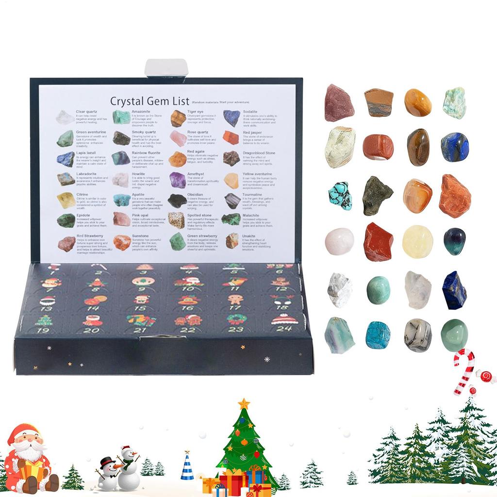 Christmas Countdown Calendar Advent Rock Collection Calendar Advent 2025 Minerals Collection Ore Gem 24 Day For Kids Women Men