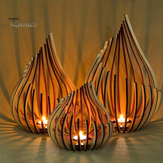 Cozy Home Candle Decor Wooden Holder Modern Minimalist Style Candlestick Tea Light Handcrafted Pillar Warm Glow Stand for Dining Table Fireplace Shelf