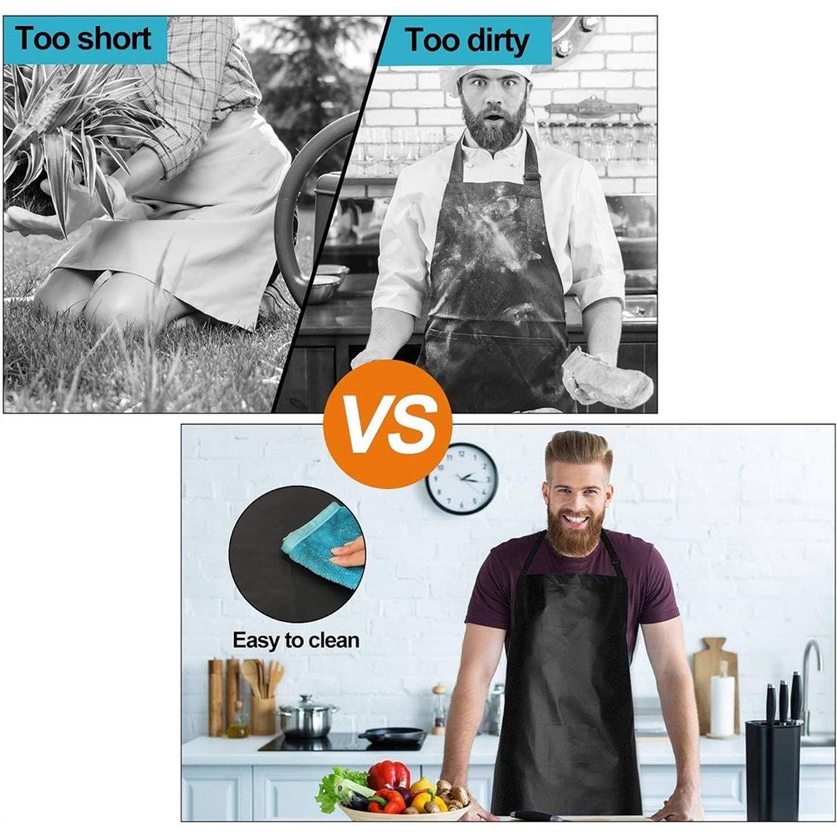 

BHBL 2 Pack Waterproof PU Vinyl Apron 40 Chef Aprons for Men Heavy Duty Chemical Work Apron Extra Long Grilling Aprons China Mainland
