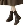 New Knitted Tube Thick Heel Short Boots Women's Autumn and Winter High Heel Thin Boots Brown Martin Boots Elastic Socks Boots
