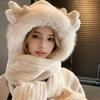 Fashion Elk Antlers Plush Hat Scarf Gloves Women's Winter Ear Protector Thickened Ear Muffs and Neck Warmer Hat Cycling Ski Cap Wind Proof