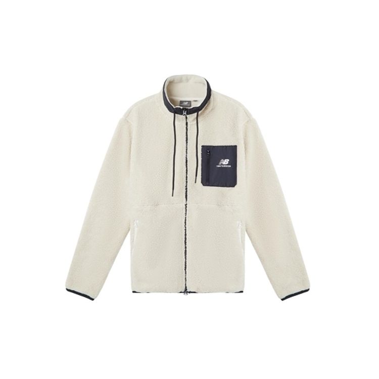 

New Balance лоскутная куртка-шерпа с воротником-стойкой, мужские куртки белого цвета MDA3N511-CRE