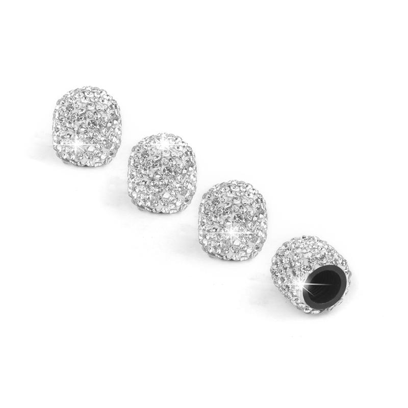 4pcs Diamond Crystal Car Tire Valve Caps Shining Dust-proof Wheel Valve Cover Vehicle Bling Valve Cap Car Styling Accessories