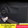 For Skoda Kamiq 2018 - 2026 Car Door Anti Kick Pad Protection Sticker Carbon Fiber Scratch Resistant Film Interior Accessories