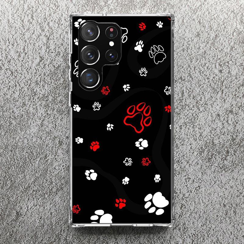 Dog FootPrint Soft Case for Samsung Galaxy S25 S24 S23 S22 Ultra S21 Plus S20 FE Phone Shell S10 + Pattern Cover Paw Cute Print