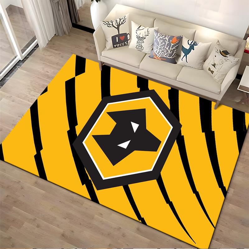 Bold Yellow Wolf Emblem Non-slip Rug Non-slip Rug Suitable for Living Room and Bedroom Sofas