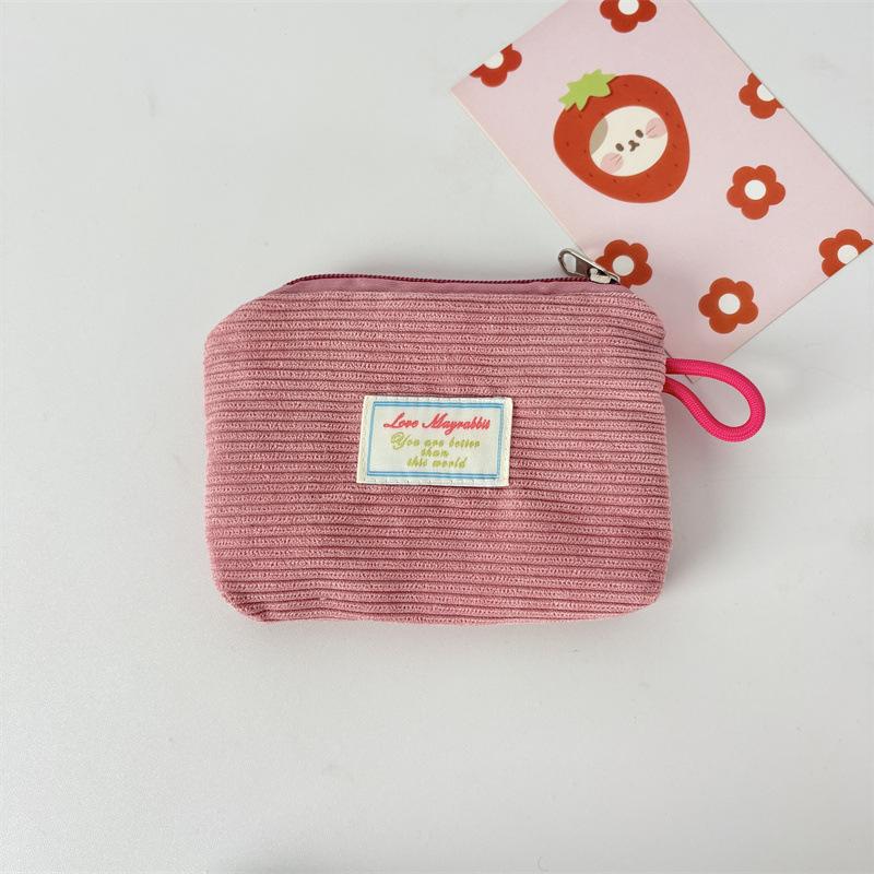 2026 New Corduroy Zero Wallet Solid Color Portable Pocket Wallet Zipper Coin Purse Card Bag Key Earphones Lipstick Case