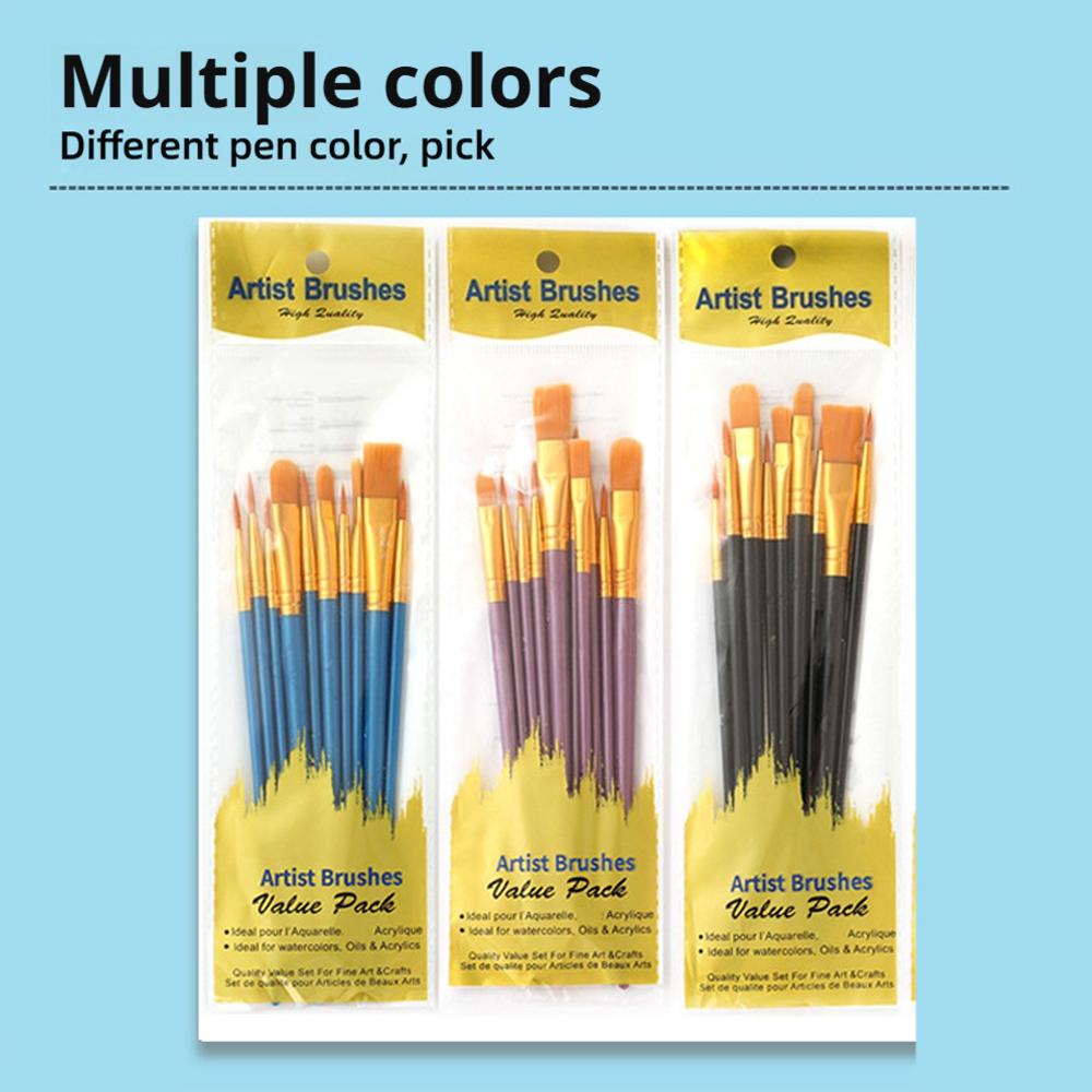 2sets Burst 10 High-quality Nylon Brush Set of Oil Brush Plastic Rod Art Painting Watercolor Gouache Painting Pen