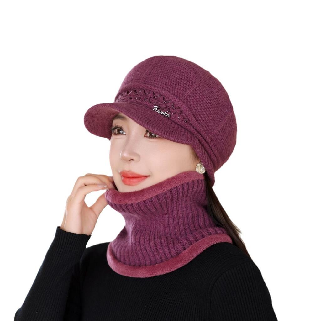 New Versatile Wool Hat for Autumn and Winter Women's Fashionable Thickened Warm Knitted Cold Proof Ear Protection Windproof Hat