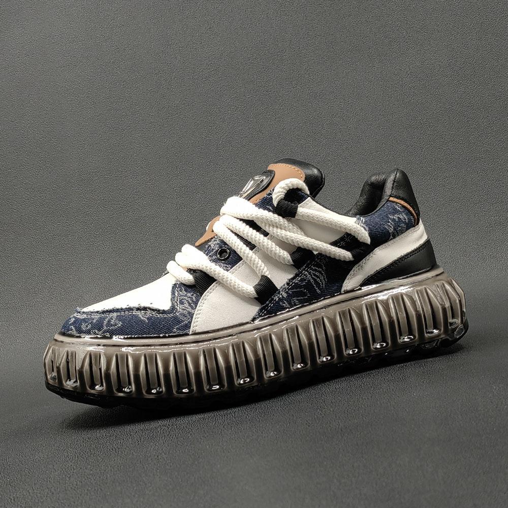 Высококачественная повседневная обувь, сочетание цветов, толстая подошва, необработанный вид, легкая роскошь, увеличивающая рост, резиновая обувь 38 белый