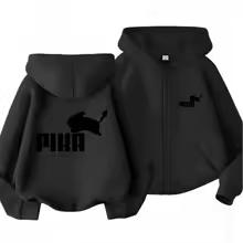 Children Zipper Cardigan Hoodies Print Tops Boy Black Girls Pink Sweatshirt Coat Long Sleeve Casual Fashion Hooded