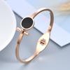 Rose Gold Korean Style Four-Leaf Clover Open Cuff Bracelet for Women - Simple, Classic Accessory