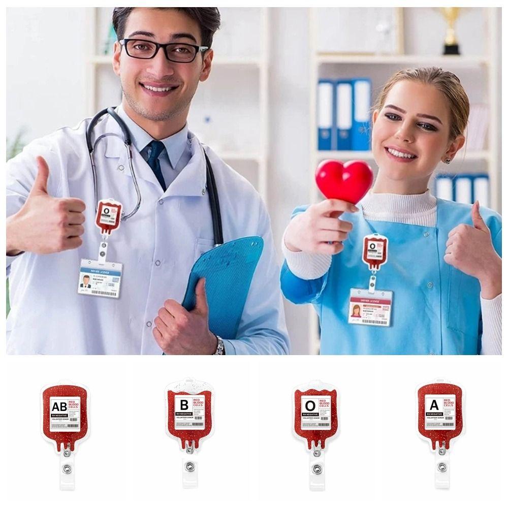 Easy To Pull Buckle Blood Type Bag Shape Clips Retractable Badge Holder Exhibition Name Card Parts