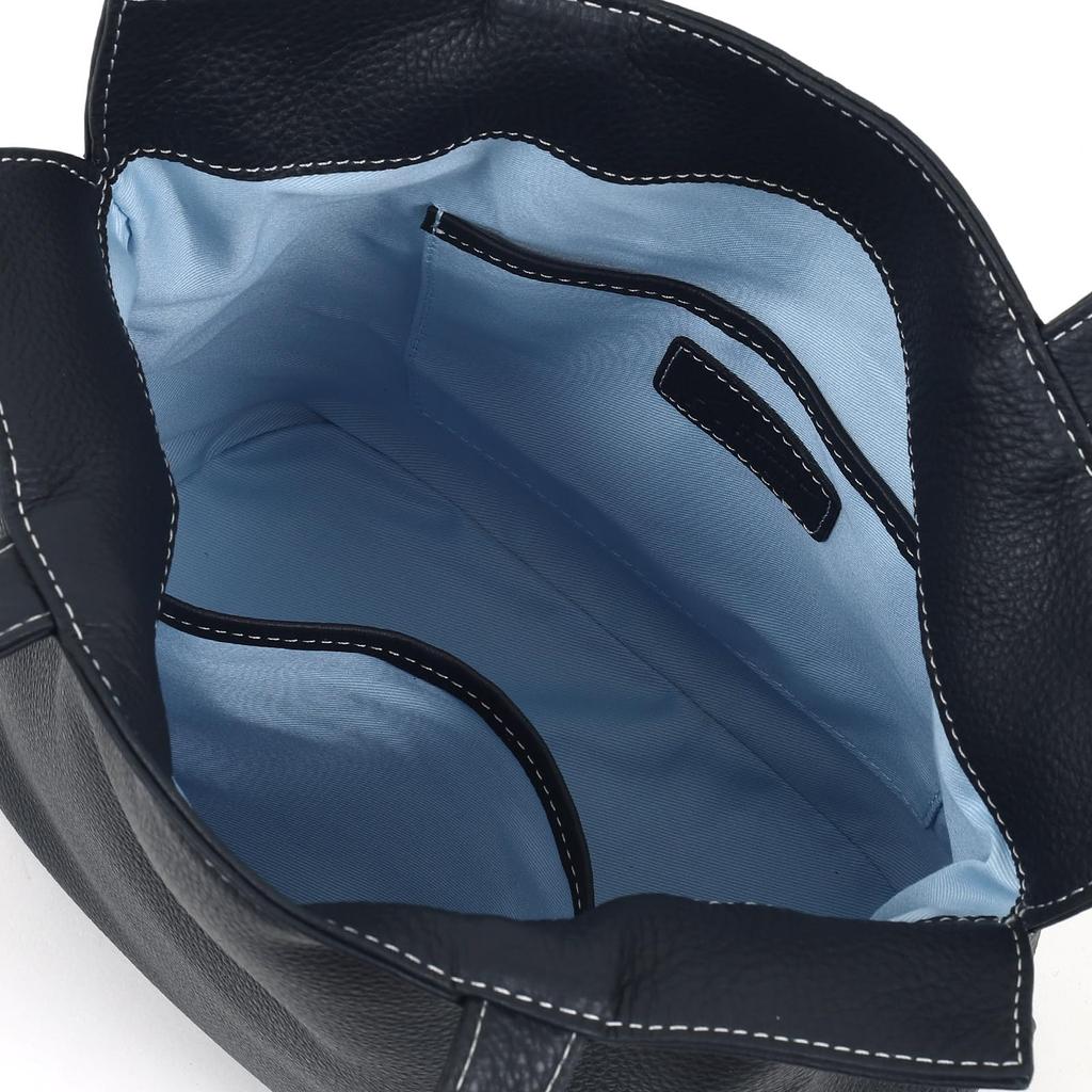 Kitamura Daily Use Cowhide Leather Handbag Y-1424 Dark Blue with White Stitching [Navy] 10901