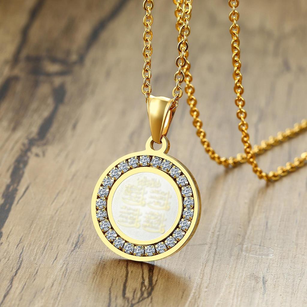 Men's Gold & Silver Stainless Steel Pendant with Cubic Zirconia - PN-627