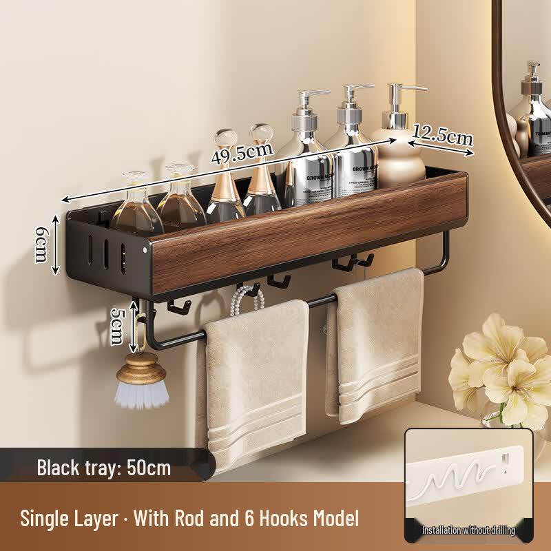ZNMW Punch-Free Wall Storage Shelf with Hooks