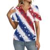Women's Casual Short Sleeve Polo Shirt with Independence Day Print Collared Top Lightweight Breathable Summer Tee