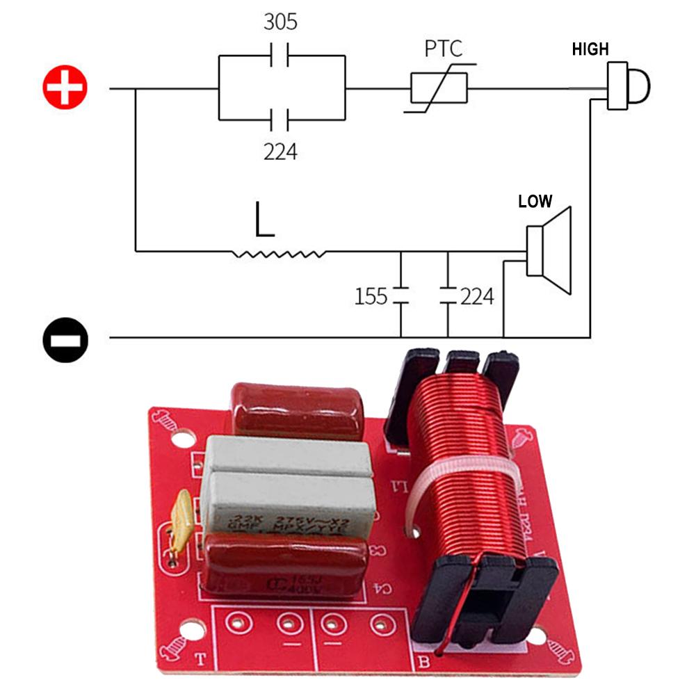 Audio-Lautsprecherplatine Passivlautsprecher WEAH-234 80W 2-Wege-Lautsprecher Frequenzteiler Audio Hochton-Tiefton-Crossover-Filter