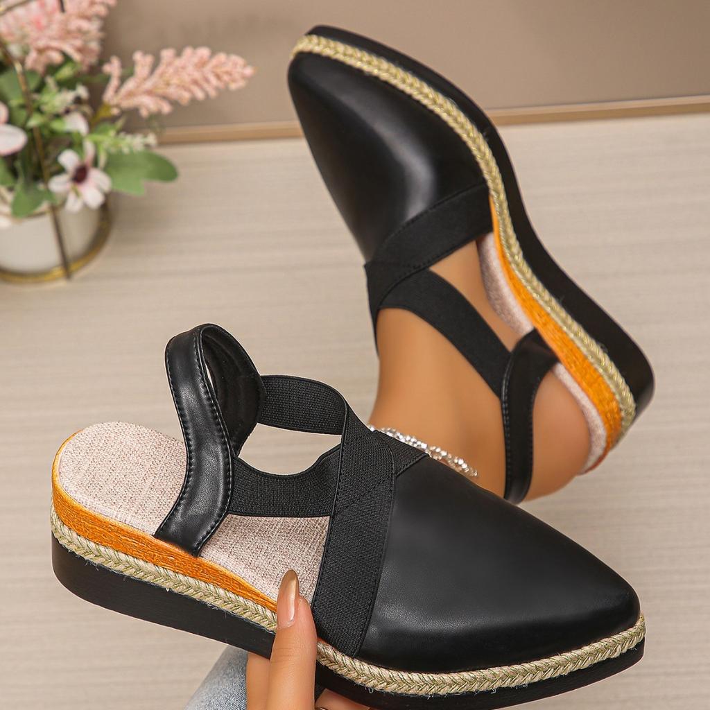Large size 22 beautiful wedge heel sandals hemp rope wedge heel thick sole pointed head bag head sandals