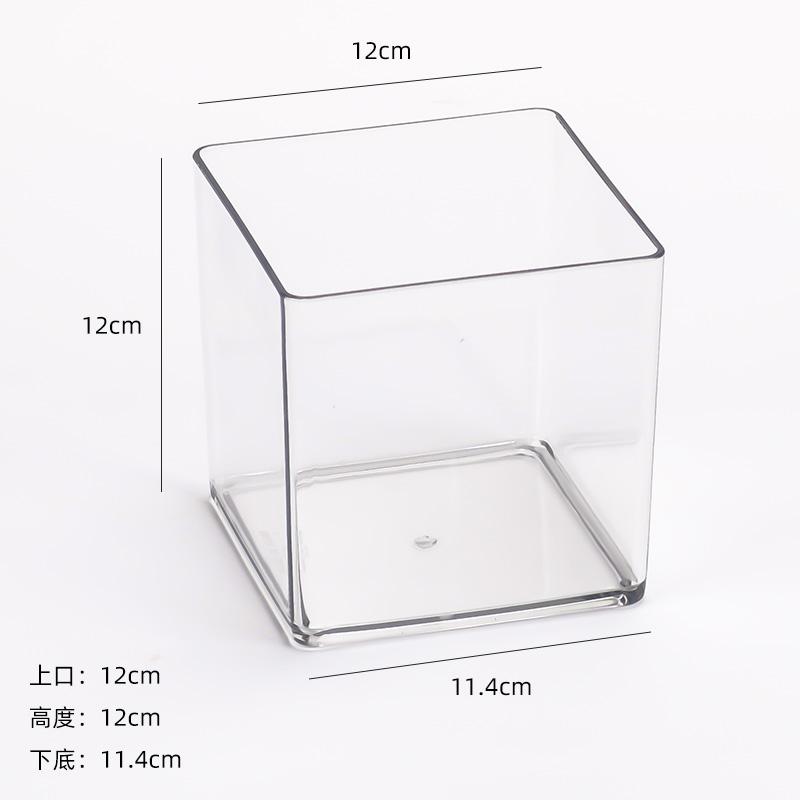 Square Acrylic Flower Box Clear Vase Flowers Green Plants Flower Arrangement Hydroponic Container Square Box Floral Material