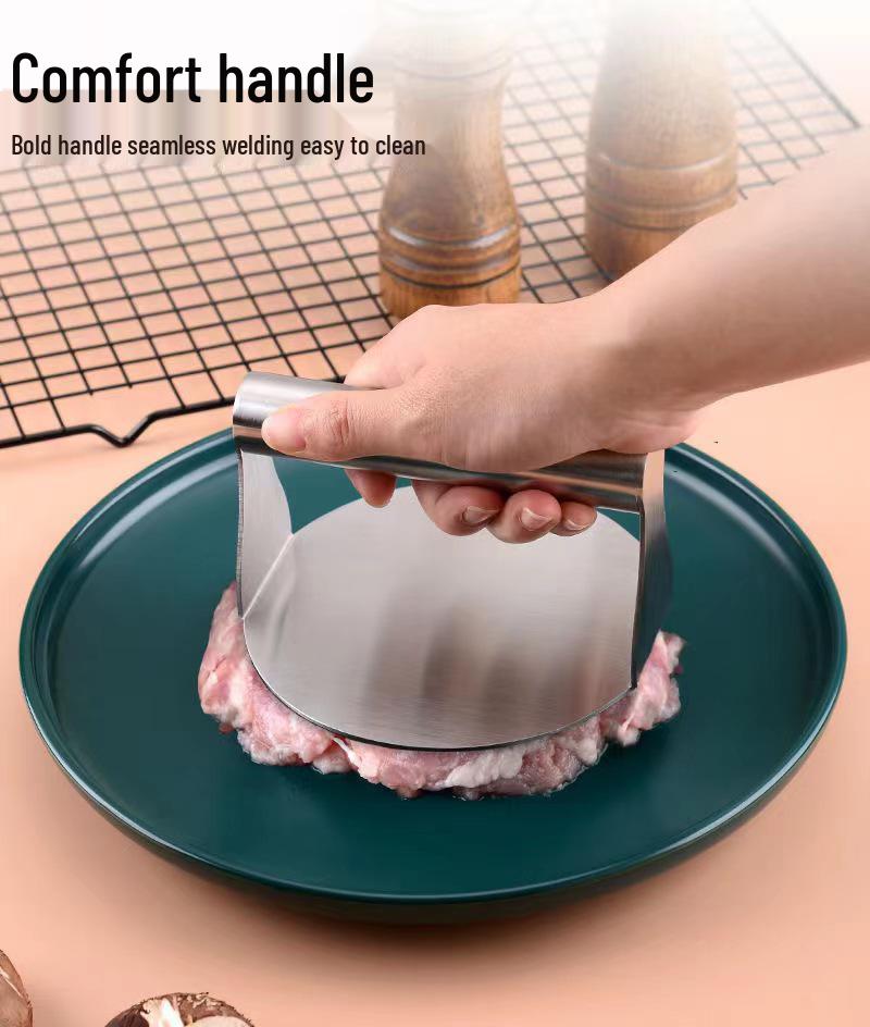 Stainless Steel Square Patty & Steak Press - Manual Teppanyaki & Hamburger Tool