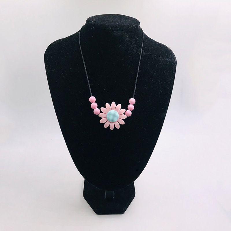 Sunflower Baby Teether Necklace Silicone Pendant Beads Teething Nursing Toys