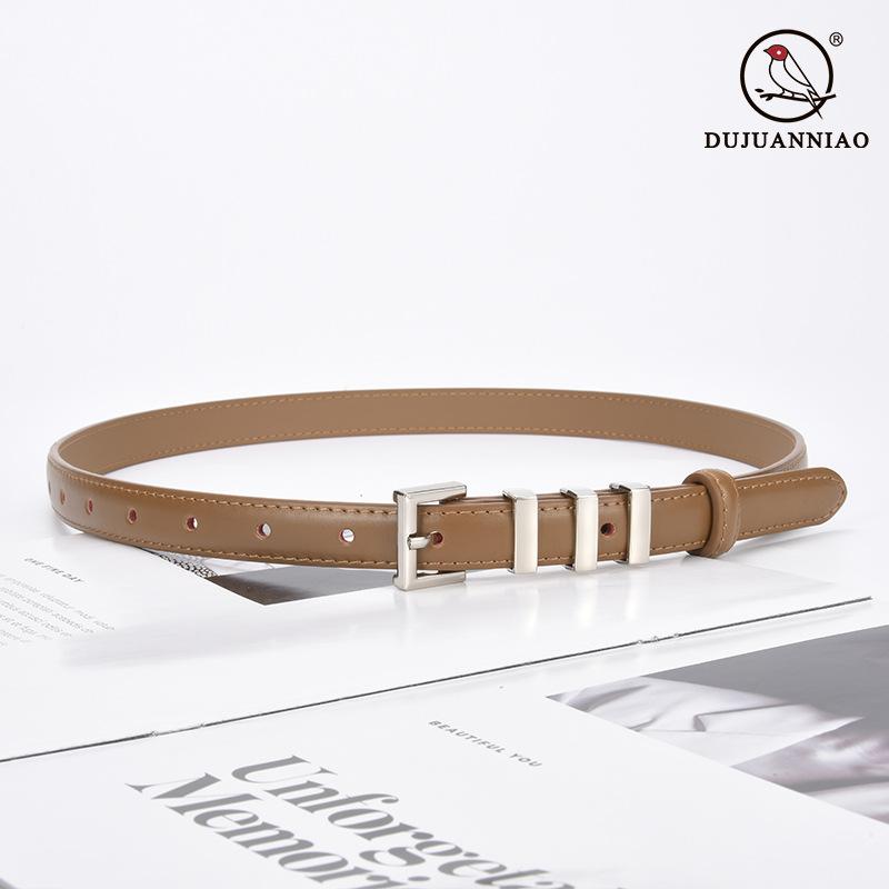 Leather Thin Belt Women'S Decorative Dress Skirt Shirt Trousers Waist Waist Waist Belt Silver Buckle