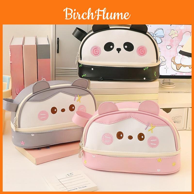 Panda Pu Pen Case With Large Capacity For Students And Office Supplies