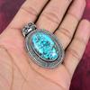 Blauer Türkis Handgemachter Edelstein Anhänger, 925 Sterling Silber Antik Schmuck Anhänger, Für Verlobungsgeschenk