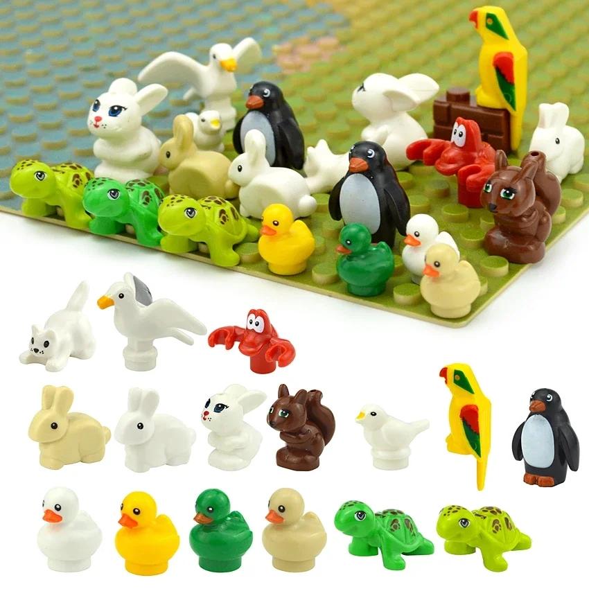 DIY Creative Model Cute Animal MOC Building Blocks Brick Little Pet Zoo Dog Duck Tortoise Penguin Cat Pig Bird Rabbit Toys