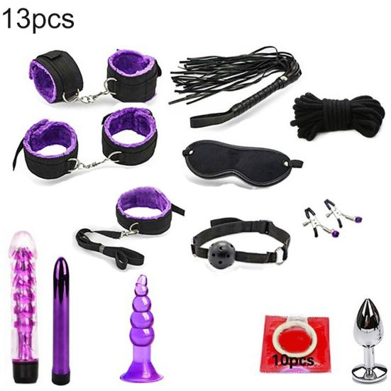 Plush Handcuffs Restraints Bondage Condom Dildo Choker Couples Sex Tool Set