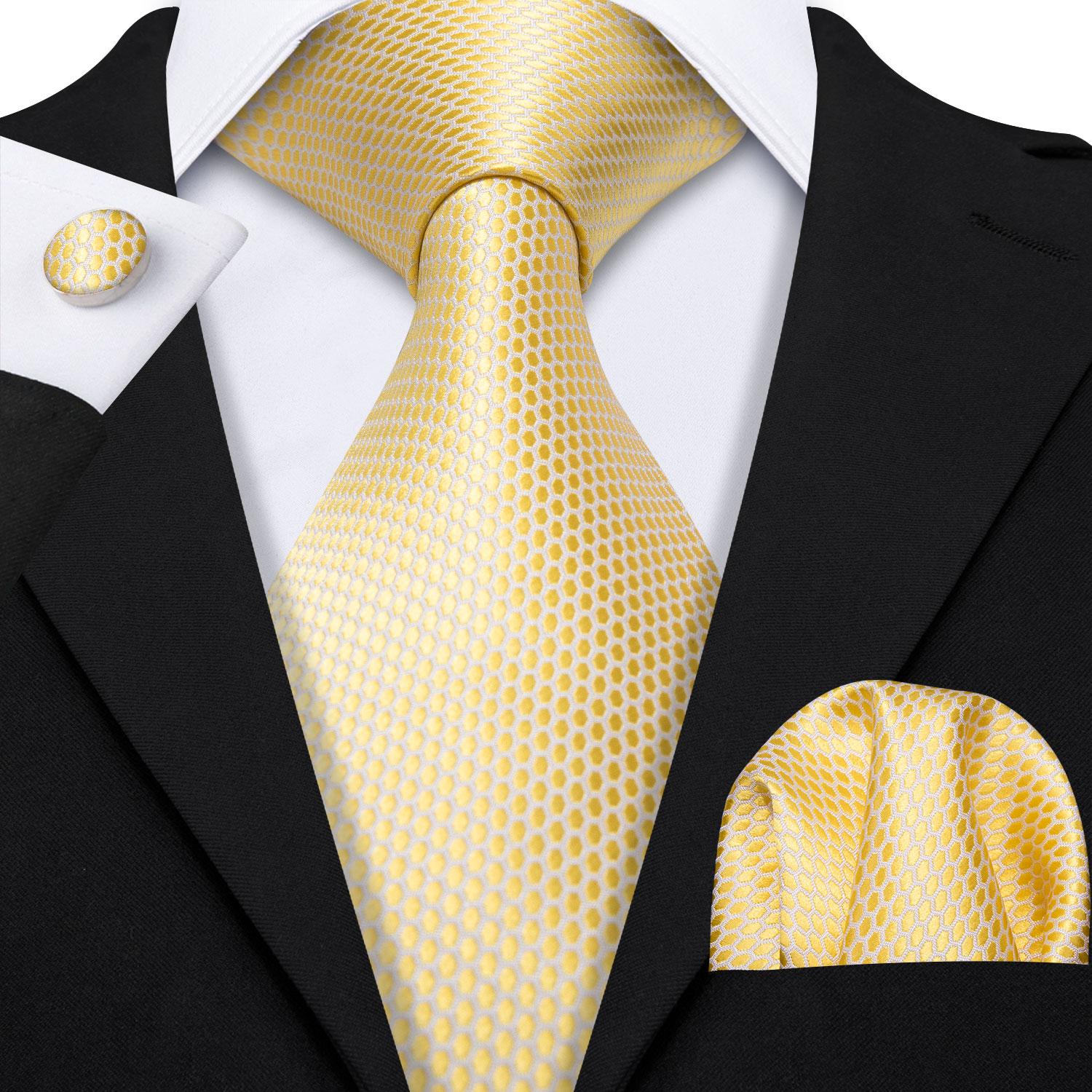 

Hi-Tie Mens Шовкова краватка Сіра краватка Хустка Запонки Набір для ділового весілля N-1540