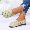 Women Sandals Hollow Out Slip on Sandals 2025 Flat Low Heel Mother Shoes for Women Summer Breathable Soft Leather Shoes Woman
