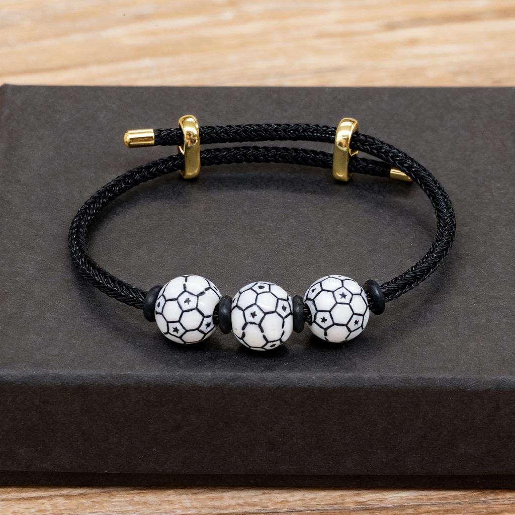 New Sports Ball Beaded Bracelet Adjustable Wrist Football Basketball Baseball Tennis Jewelry for Men Women Teen Fashion Gift