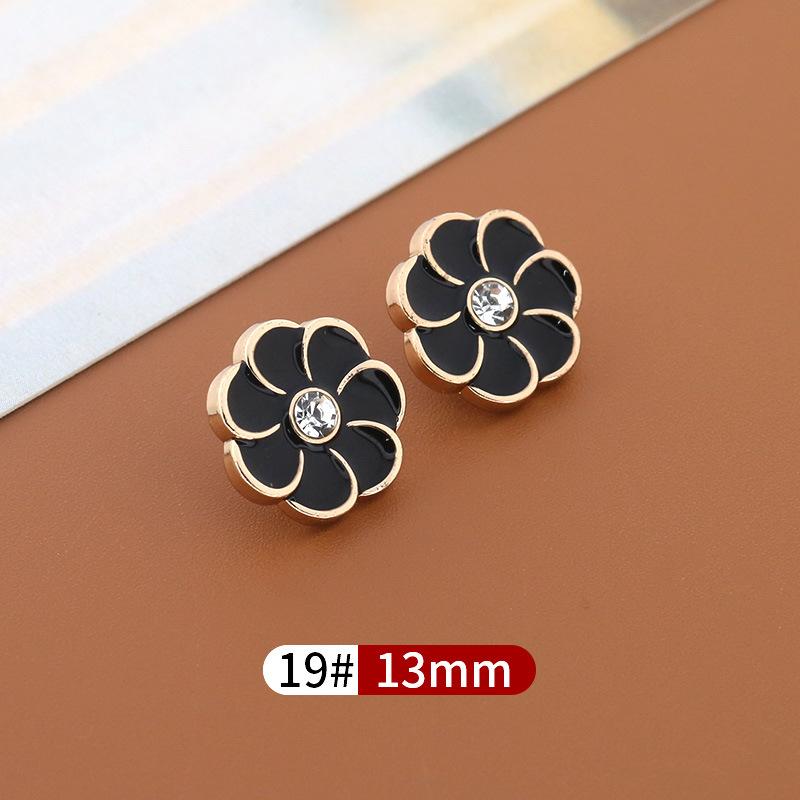 

10 шт. металлических пуговиц для рубашек с бриллиантами, женская одежда, нежные с бриллиантовыми пуговицами, универсальные манжеты для рубашек, вырез, высококачественные пуговицы 19 #* Size as shown * Round