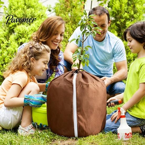 Reusable Winter Garden Fabric Flower Pot Insulation Cover, Planter Wrap with Drawstring, Oxford Anti Freeze Protection for Saplings Frost Outdoor