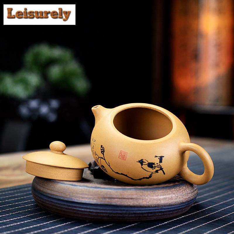 111ml Ancient Yixing Purple Clay Teapots Handmade Flat Xishi Pot Raw Ore Section Mud Kettle Zisha Tea Set Accessories Supplies