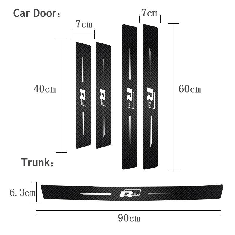 OPQ1 1/4/5Pcs Car Door Sill Scuff Plate Decor Carbon Fiber Stickers For Volkswagen VW Golf T5 Phaeton GTI Touran GTD CC Touareg ID3 R