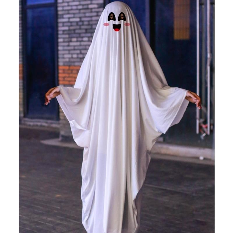 Ghostes Halloween Costumes White Ghostes Cloak Cape Halloween Cloak Cape Hat Ghostes Cosplay Supplies