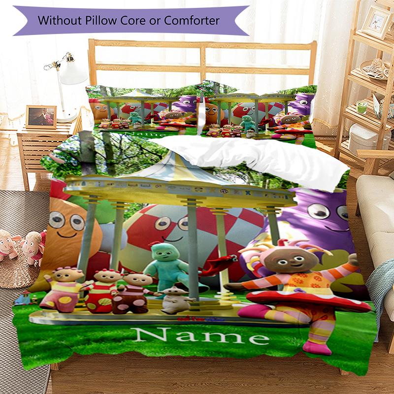 3pcs Custom Name In the Night Garden Bedding Set Duvet Cover Closure Includes 1 Duvet Cover & 2 Pillowcases, Soft and Comfortable for All Seasons.