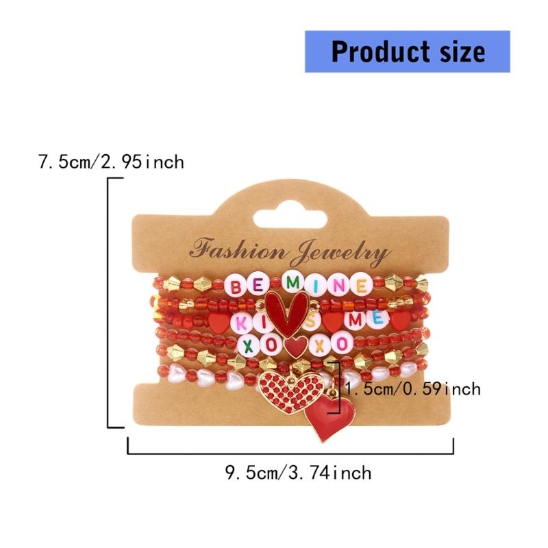 Stylish Valentine's Day Bracelets for Women Heart Charm Stackable Wristchain Trendy Accessory For Her