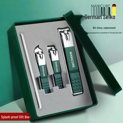 Dark Green Nail Clipper Gift Box - 4-Piece Manicure Set