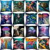 Pillow Jellyfish Mermaid Ocean Cushion Printed Pillow Case Household Products Psychedelic Pillow Case