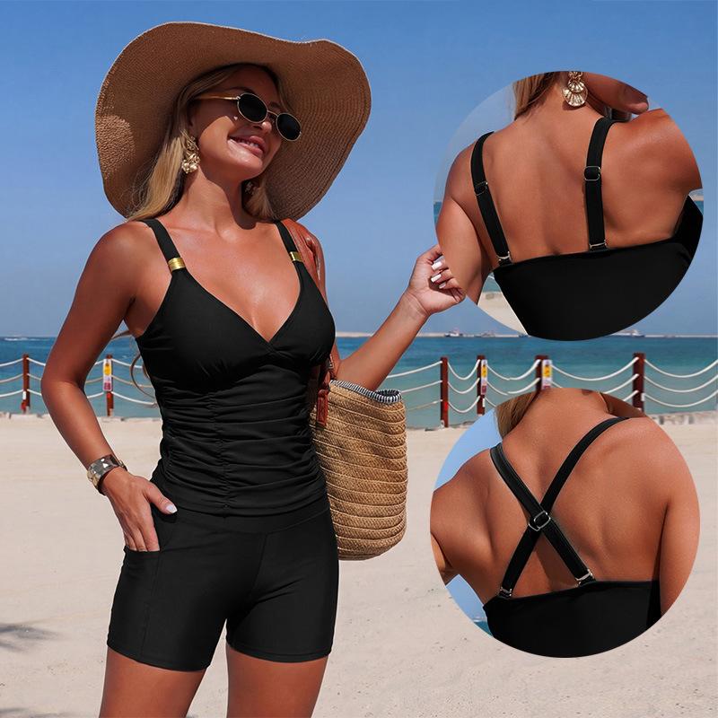 Swimwear new split swimwear pocket tankini for women in stock