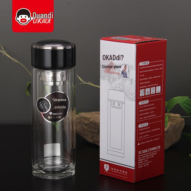 Double-Layer High-Temperature Resistant Crystal Glass Tea Cup with Lid, Ideal for Brewing & Gifting